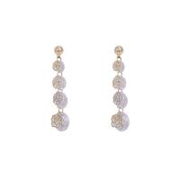 Cubic Zirconia Micro Pave Brass Earring, Flower, gold color plated, micro pave cubic zirconia & for woman, 40mm 