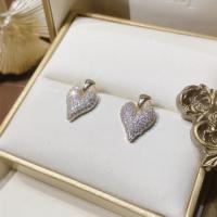 Cubic Zirconia Micro Pave Brass Earring, Heart, gold color plated, micro pave cubic zirconia & for woman 