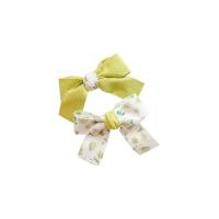 Cloth Bowkont Hair Clip, with Zinc Alloy, Bowknot, printing, for children 70mm 