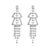 Fashion Fringe Earrings, Zinc Alloy, plated, fashion jewelry & for woman & with rhinestone 