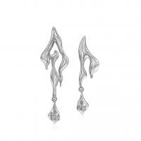 Asymmetric Earrings, Brass, silver color plated, fashion jewelry & for woman, silver color 