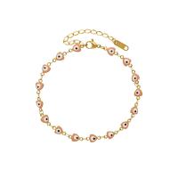 Partículas de acero pulsera tobillera, con 5cm extender cadena, Recubrimiento iónico al vacío, patrón de malvado de ojo & para mujer & esmalte, Rosado, 5.5mm, longitud:aproximado 20 cm, Vendido por UD