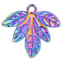 Pendentifs feuilles en alliage de zinc , Placage coloré, unisexe Vendu par PC