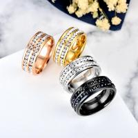 Titan Stahl Fingerring, Titanstahl, poliert, unisex & verschiedene Größen vorhanden & mit Strass, keine, 8mm, verkauft von PC