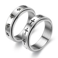 Titan Stahl Fingerring, Titanstahl, poliert, unisex & verschiedene Größen vorhanden, Silberfarbe, 6x2.2mm, verkauft von PC