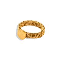 Titan Stahl Fingerring, Titanstahl, flache Runde, Vakuum-Ionen-Beschichtung, Modeschmuck & unisex & verschiedene Größen vorhanden, goldfarben, 8mm,4mm, Größe:5-9, verkauft von PC