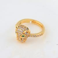 Cubic Zirconia Micro Pave Brass Finger Ring, real gold plated, Adjustable & micro pave cubic zirconia & for woman, gold, 20mm 