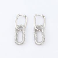 Huggie Hoop Drop Earring, laiton, Plaqué d'or, pavé de micro zircon & pour femme, plus de couleurs à choisir, 35mm, Vendu par paire