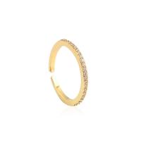 Brass Cuff Finger Ring, real gold plated, Adjustable & micro pave cubic zirconia & for woman 20mm 