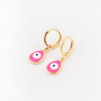 Evil Eye Earrings, Brass, real gold plated & for woman & enamel 10mm 