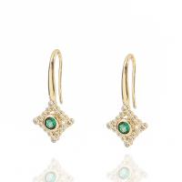 Cubic Zirconia Micro Pave Brass Earring, gold color plated & micro pave cubic zirconia & for woman, green 