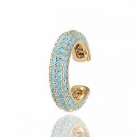 Cubic Zirconia Micro Pave Brass Earring, gold color plated, micro pave cubic zirconia & for woman 