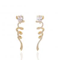 Cubic Zirconia Micro Pave Brass Earring, gold color plated, micro pave cubic zirconia & for woman 