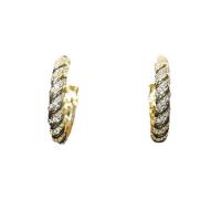 Cubic Zirconia Micro Pave Brass Earring, Letter C, gold color plated, micro pave cubic zirconia & for woman, 22mm 