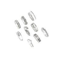 En alliage de zinc Bague, Plaqué de couleur d'argent, styles différents pour le choix & pour femme .5-8, Vendu par fixé