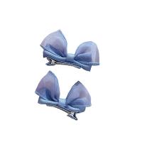 Children Hair Clip, Cloth, with Zinc Alloy, Bowknot, handmade, 2 pieces & for children 