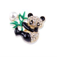 Broche de diamantes de imitación de la aleación de Zinc, con Perlas plásticas, Oso Panda, Joyería & para mujer & con diamantes de imitación, 30x25mm, Vendido por UD