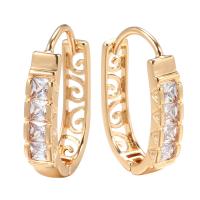 Cubic Zirconia Micro Pave Brass Earring, fashion jewelry & micro pave cubic zirconia & for woman, rose gold color, 23mm 