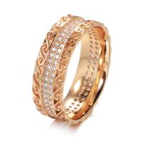 Cubic Zirconia Micro Pave Brass Finger Ring, rose gold color plated & micro pave cubic zirconia & for woman, rose gold color, 7mm 