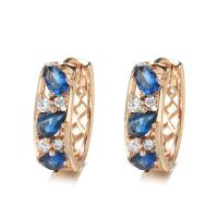 Cubic Zirconia Micro Pave Brass Earring, fashion jewelry & micro pave cubic zirconia & for woman, rose gold color, 15mm 