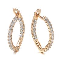 Cubic Zirconia Micro Pave Brass Earring, fashion jewelry & micro pave cubic zirconia & for woman, rose gold color, 22mm 