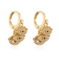 Huggie Hoop Drop Earring, Brass, Eye, gold color plated, micro pave cubic zirconia & for woman 