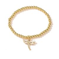 Cubic Zirconia Micro Pave Brass Bracelet, Dragonfly, gold color plated, micro pave cubic zirconia & for woman & enamel 