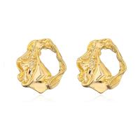 Brass Stud Earring, gold color plated & for woman 