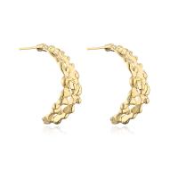 Brass Stud Earring, gold color plated & for woman 