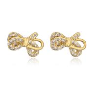 Cubic Zirconia Micro Pave Brass Earring, gold color plated & micro pave cubic zirconia & for woman 