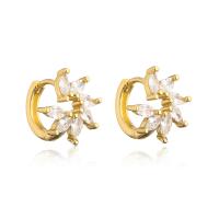 Cubic Zirconia Micro Pave Brass Earring, gold color plated & micro pave cubic zirconia & for woman 