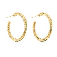 Brass Stud Earring, gold color plated & for woman 