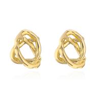 Brass Stud Earring, gold color plated & for woman 