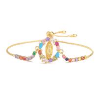 Cubic Zirconia Micro Pave Brass Bracelet, gold color plated & for woman & with cubic zirconia, multi-colored, 240mm 