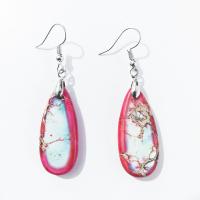 Impression Jasper Drop Earring, with Zinc Alloy, Teardrop, for woman 