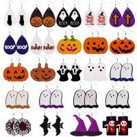 fundición Pendientes con Colgantes, con Cuero de PU, Joyería de Halloween & diferentes estilos para la opción & para mujer, más colores para la opción, 25parespareja/Bolsa, Vendido por Bolsa