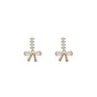 Cubic Zirconia Micro Pave Brass Earring, Bowknot, real gold plated, fashion jewelry & micro pave cubic zirconia & for woman, golden 