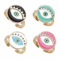 Evil Eye Jewelry Finger Ring, Brass, gold color plated, Unisex & enamel 