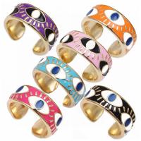 Evil Eye Jewelry Finger Ring, Brass, gold color plated, Unisex & enamel 10mm 