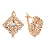 Cubic Zirconia Micro Pave Brass Earring, fashion jewelry & micro pave cubic zirconia & for woman, rose gold color, 16mm 