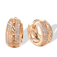 Cubic Zirconia Micro Pave Brass Earring, fashion jewelry & micro pave cubic zirconia & for woman, rose gold color 