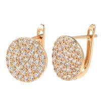 Cubic Zirconia Micro Pave Brass Earring, fashion jewelry & micro pave cubic zirconia & for woman, rose gold color, 12mm 