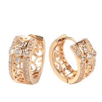 Cubic Zirconia Micro Pave Brass Earring, fashion jewelry & micro pave cubic zirconia & for woman, rose gold color, 13mm 