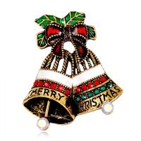 Broche Joyería Navidad, aleación de zinc, Cascabel de Navidad, chapado, para mujer & esmalte & con diamantes de imitación, más colores para la opción, 35x43mm, Vendido por UD