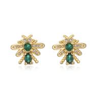 Cubic Zirconia Micro Pave Brass Earring, gold color plated & micro pave cubic zirconia & for woman 