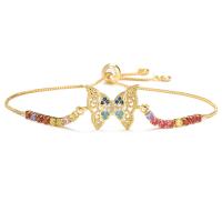 Cubic Zirconia Micro Pave Brass Bracelet, gold color plated & micro pave cubic zirconia & for woman, multi-colored, 240mm 