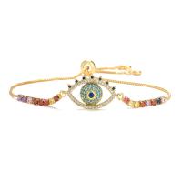 Cubic Zirconia Micro Pave Brass Bracelet, gold color plated & micro pave cubic zirconia & for woman, multi-colored, 240mm 