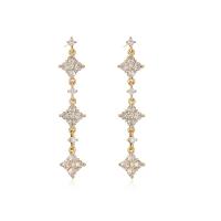 Cubic Zirconia Micro Pave Brass Earring, gold color plated, micro pave cubic zirconia & for woman 