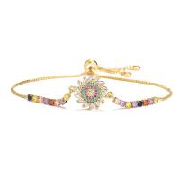 Cubic Zirconia Micro Pave Brass Bracelet, gold color plated & micro pave cubic zirconia & for woman, multi-colored, 240mm 