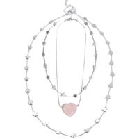 Collar Multi de la capa, aleación de zinc, con Cristal, con 2.75inch extender cadena, chapado en color de plata, Estilo coreano & diferentes estilos para la opción & para mujer, longitud:aproximado 12.6 Inch, Vendido por UD